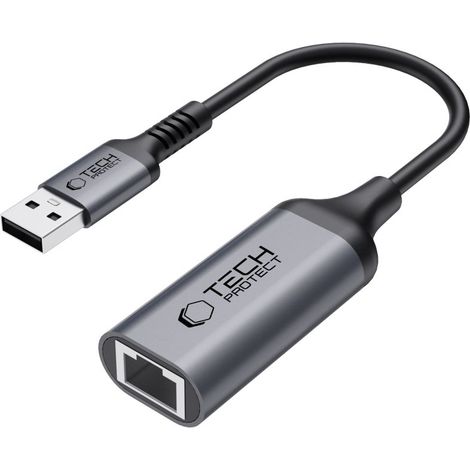 Adattatore Tech-protect Ultraboost da USB 3.0 a Ethernet RJ45 1000 Mbps, nero (1/4)