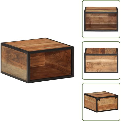 The Living Store Wand-Nachttisch 35x35x20 cm Massivholz Akazie - Wandregal - Wohnzimmer Dekoration - Nachtkästchen - Holz Möbel - Akasienmöbel (1/5)
