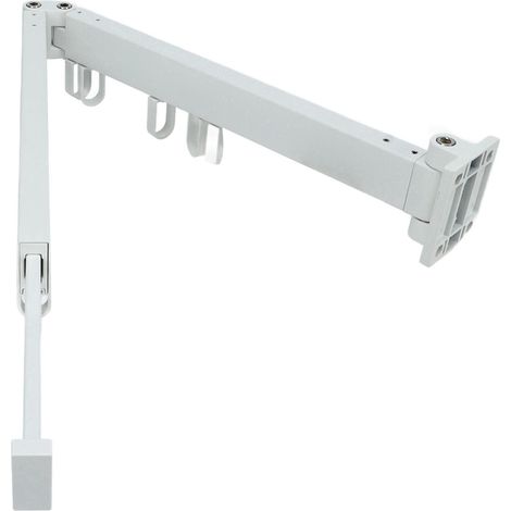 Cintre pliant en aluminium blanc de Gaowenhai, séchoir à linge pour balcon, sans perçage, pliable en deux avec anneau rotatif, double installation (avec/sans perçage), lot professionnel. (1/5)