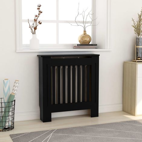 Cache-radiateur Revêtement de radiateur Équipement pour radiateur Design moderne MDF Noir 78 cm KOL7123 (1/5)
