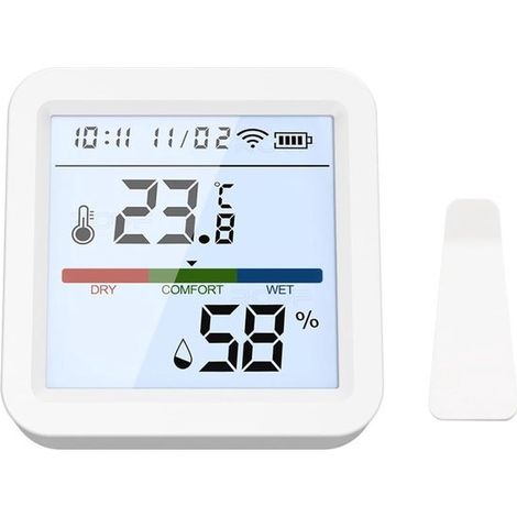 Termómetro higrómetro de ambiente，Medidor digital de humedad interior con Bluetooth，Alerta inteligente y almacenamiento de datos (1/5)