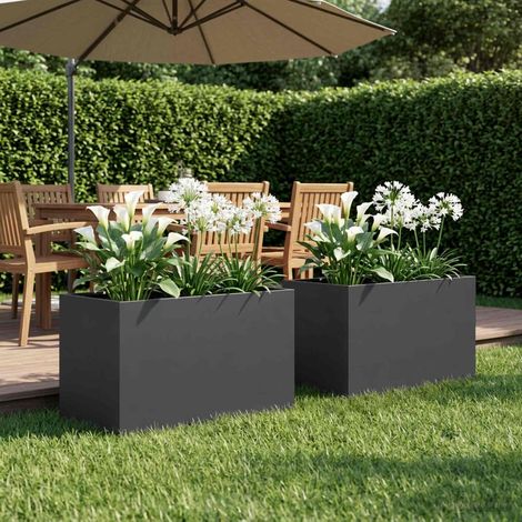 vidaXL Macetero de Jardín 2 uds. Negro 60 x 40 x 40 cm (1/5)
