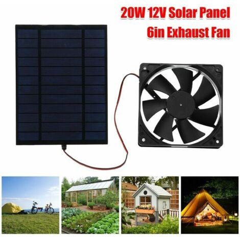 VURAHOME - Ventilateur alimenté par panneau solaire 20W 6 pouces Mini Ventilatorl DIY Ventilateur d'extraction de panneau solaire Rechargeable Portable.. (1/4)