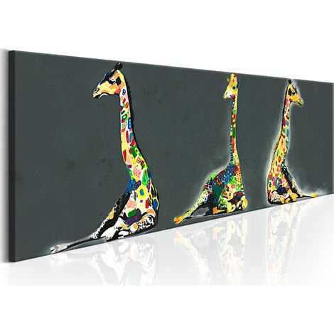 Tableau Imprimé "Colourful Giraffes" 40 x 120 cm (1/2)