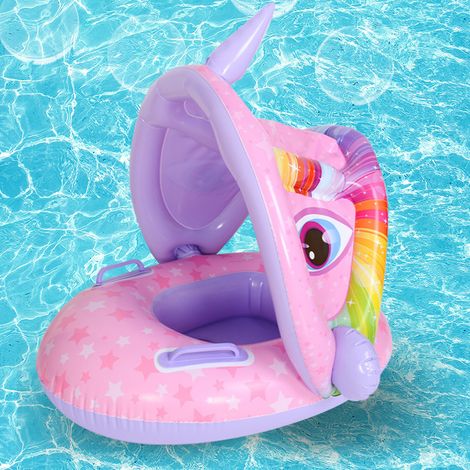 Pink Unicorn Baby Pool Seat,Baby Swim Ring,Inflatable Swim Ring,Baby Pool Float for Kids 6-36 Months (1/5)