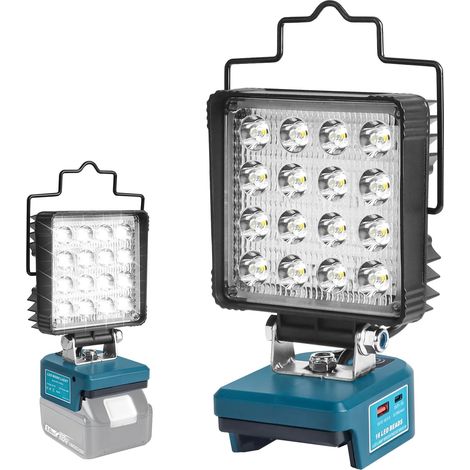 Lampe sans fil compatible 18V, projecteur LED 48W 5800LM, lampe de chantier portable avec USB et Type-C pour réparation auto, camping et urgence (sans batterie) (1/5)
