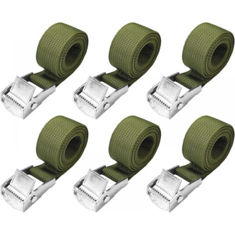 1m Lashing Straps - 6 Pack Short Ratchet Straps, Army Green, with Tight Buckle 25mm, 250kg Bike Straps, Extremely Strong Motorcycle Straps (1/5)