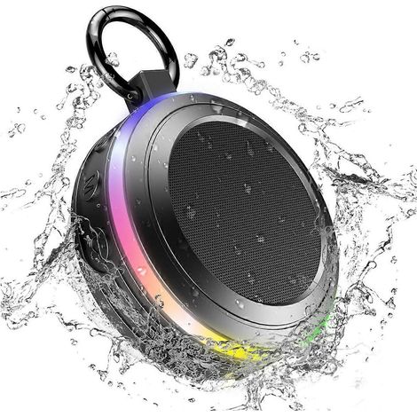 Bluetooth-Lautsprecher, wasserdicht, Badezimmer-FM-Radio, Sportlautsprecher, Schwarz