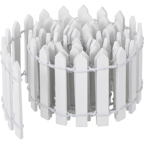1 Mini clôture Bois et Fer 90x5cm Blanc Décoration Jardin Maison de poupée Diorama
