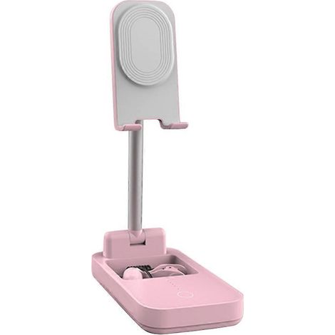 Support de téléphone portable pour bureau, support léger, cadre de bureau réglable, support universel de streaming en direct sur table, rose. (1/5)