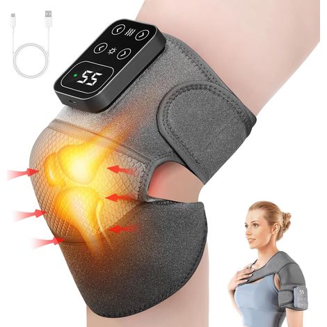 Masseur de Genou Chauffant, 1 Pack Appareil de Massage Chauffant pour Genou, 3 Niveaux de Vibrations, Genouillere Massage Chauffant pour l'arthrite, Sciatique, Ménisque Déchiré Soulagement (1/5)