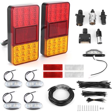 Kit d'éclairage remorque 24 LED IP67 étanche, économique, avec supports de montage pour camion et fourgon. (1/5)