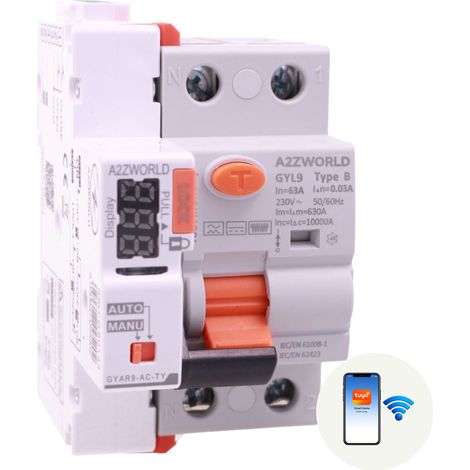 RCCB Interruttore Differenziale Puro WIFI Con Riarmo Automatico Tipo B 1P+N 3M 10000A 30mA AC 230V IP20 IEC61008-1 / IEC62423 GYL9, Disponibili 40A 63A (63A) (1/3)