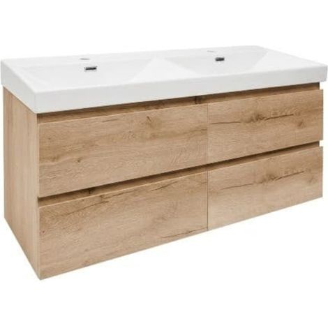 Ensemble meuble suspendu avec vasque - SAT - B-Way 119x50x45 - Chêne