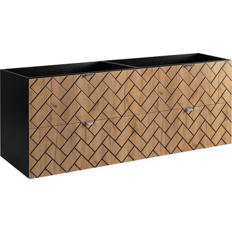 Mobile da bagno, Rovere Artigianale Dorato, 160 x 57 x 46 cm, Maniglie Argento (1/5)