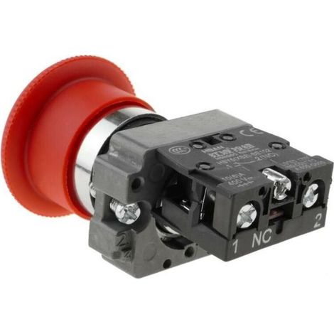 Pulsante di arresto di emergenza automatico rotativo a forma di fungo rosso da 22 mm, normalmente chiuso, con blocco automatico (1/4)