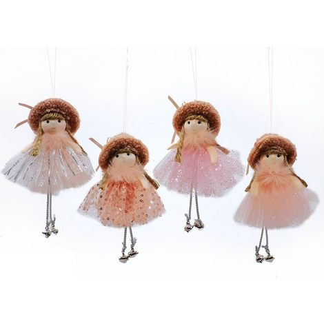 Angelo bambina con cappello velo rosa fata decorazioni per albero di natale 6pz particolari e moderno H17 (1/5)