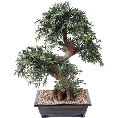 Bonsaï Saule Noir Artificiel H 70 cm D 60 cm en pot - dimhaut: H 70 cm - couleur: Vert (1/3)
