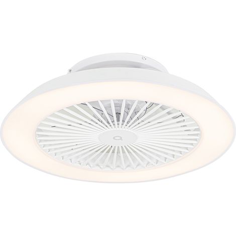 QAZQA Ventilatori da soffitto deniz - Moderno - Plastico,Acciaio - Bianco - Tondo (non sostituibile) LED Max. 1 x 70 Watt