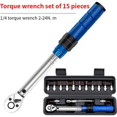 Set di chiavi dinamometriche meccaniche 15 in 1, adatte per riparazioni di ATV e auto.