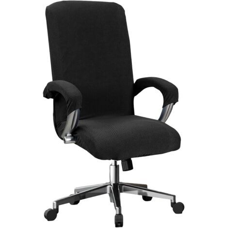 Housse de Chaise de Bureau Extensible, Housse de Fauteuil Rotatif Élastique, Housse de Siège d'ordinateur Amovible Universel, Lavable Couverture Protector pour Pivotante Accoudoirs Chaise (noir) (1/5)