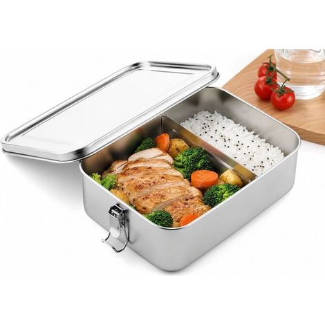 Boîte à lunch bento 850 ml en acier inoxydable, avec séparateurs et compartiments, sans BPA, étanche, pour repas préparés et déplacements (1/5)