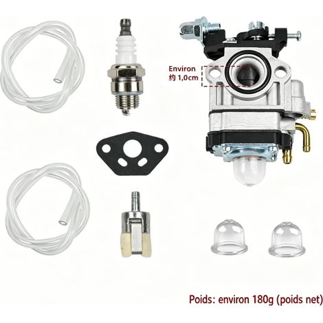carburateur debroussailleuse-Kit de pièces pour carburateur de débroussailleuses 52 cc, 49 cc et 43 cc(Carburateur + tuyau blanc) (1/5)