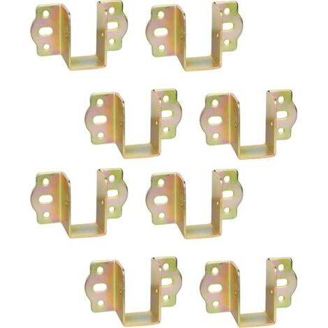 8 pièces Supports Fixation Central pour Rail de Lit Suspension de Solive en Bois Largeur Metal Connecteurs Raccord pour Cadre de Lit Chromé Jaune (1/3)