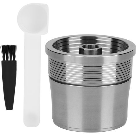 Kaffeefilter, Edelstahl-Kaffeekapsel, Kaffeefilterset, wiederverwendbare Edelstahl-Kaffeekapsel mit Löffel und Bürste, Pod-Filterset.