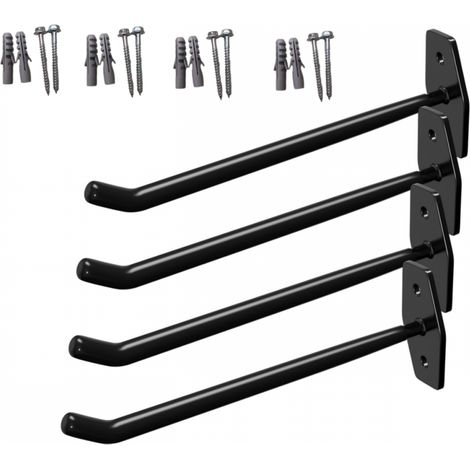 Lot de 4 25 x 9 x 5 cm  Supports muraux pour pneus - avec vis et Chevilles en métal - Arceau de Fixation avec revêtement en Caoutchouc - Support de Jante - Support Mural
