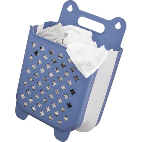 Panier à linge mural pliable grande capacité, bleu L (1/5)