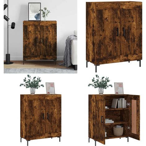 Sideboard Räuchereiche 69,5x34x90 cm Holzwerkstoff - Holzschrank - Wohnzimmer Schrank (1/5)