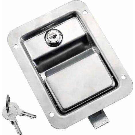 Verrou de porte en acier inoxydable pour camping-car, poignée de pagaie encastrée avec serrure, verrou de sécurité pour boîte à outils, boîte électrique, armoire (B avec serrure) (1/5)