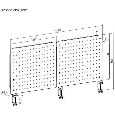 Biketec Organizer für Werkstatttisch-Set 1040x62x575mm, Klemmbefestigung, pulverbeschichteter Stahl, schwarz (1/3)