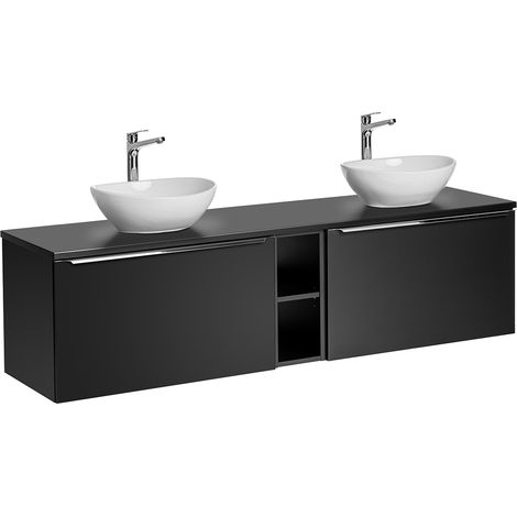 Meuble double vasque 180cm 2 niches Éros Noir (1/5)