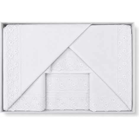 Ensemble double draps 100 % coton blanc pur avec Idée de mariée en lacette organza (1/5)
