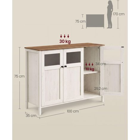 Buffet de rangement avec 3 portes pour salle à manger salon cuisine 100 x 35 x 75 cm style industriel en aggloméré noir (1/4)