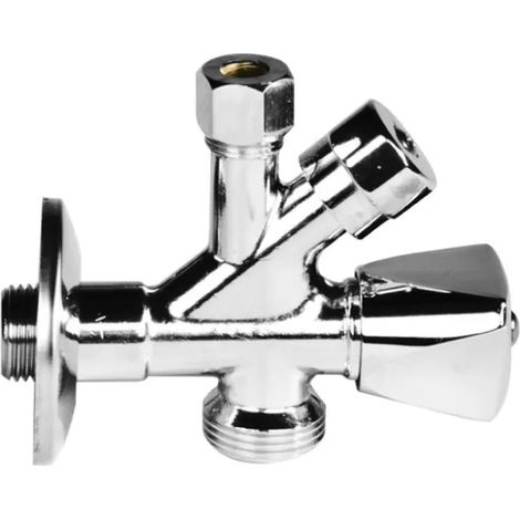 RUBINETTO SOTTOLAVABO A VITONE IN OTTONE CROMATO CON ATTACCO LAVATRICE 1/2 x 3/4 Idroweb