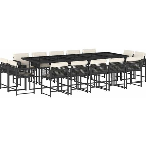 Maison Exclusive - 15-tlg. Garten-Essgruppe mit Kissen Schwarz Po