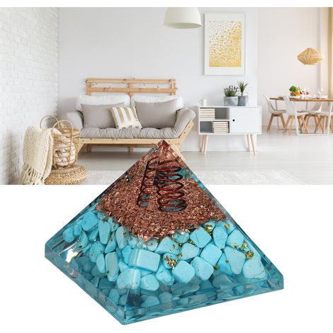 Kristalline Pyramide aus zerkleinertem Stein, tropfeffektartiges Klebeharz, Kristallpyramiden-Dekoration für Zuhause und Auto (2 Stück) (1/5)