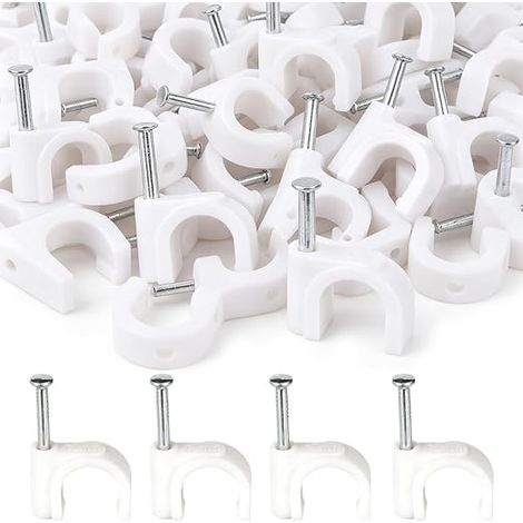 Clips de cable ronds 10 mm avec clou en acier pour fixation (1/5)