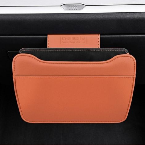 Auto Leder Mülleimer Beifahrer Handschuhfach Hänge-Organizer Orange (1/4)