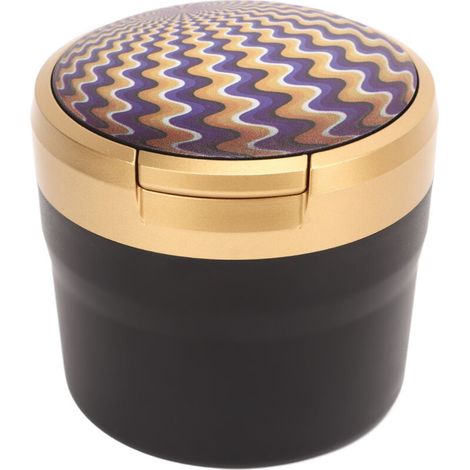 Car Ashtray with Lid Portable Smokeless Cigarette Ashtray Cup Holder with LED Blue Light for Home Wave (1/5)