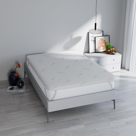 Topper Memory Foam SILVER letto Singolo 80x190 cm, altezza 5 cm, Made in Italy, Rivestimento Sfoderabile e Lavabile, Coprimaterasso con Elastici per fissaggio al materasso (1/5)