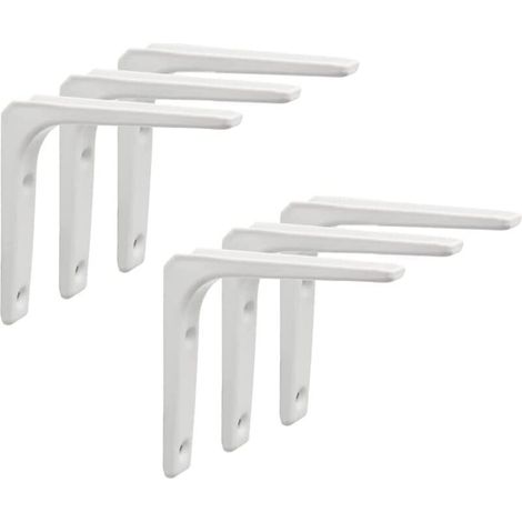 ALLIANDISLot de 6 équerres murales en acier pour étagères, tables, bibliothèques et meubles – 10 cm