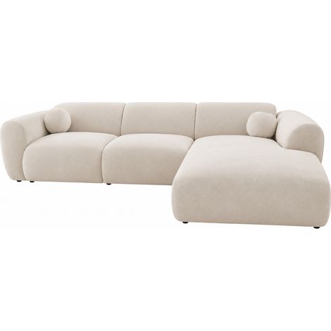 Canapé d'angle arrondi tissu écru Cloud Bis - Angle Droit (1/5)