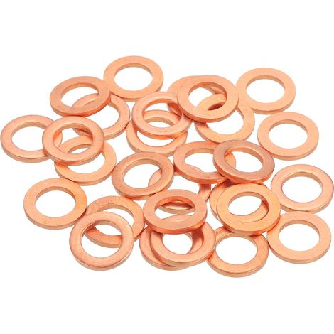 38Pcs Rondelles Métal Plates, Kit Rondelles En Cuivre M8 Rondelles, 8mm ID, 13mm OD, 1.5mm Épaisseur D'Étanchéité En Cuivre Rondelles Écrasables Assortiment Vis Réparation (1/5)