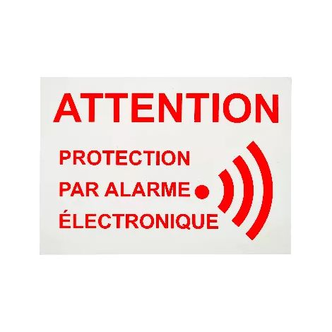 Ultra Secure – Autocollant adhésif vitre 'Attention protection par alarme électronique' – Couleur blanche avec écriture rouge – Pour vitrine, fenêtre, porte vitrée – Auto-adhésif 80 x 60 mm