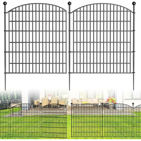 Lot de 10 clôtures d'étang - Clôture de jardin en métal - Clôture pour chien - Avec 10 éléments de clôture, 12 barres de fixation - Clôture pour le jardin - Clôture en treillis - Clôture de jardin (1/5)
