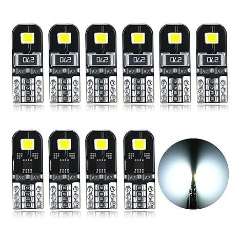 Ampoules T10 LED CANBUS Sans Erreur 12V Blanc Pas De Polarité Conçu W5W 194 501 168 Wedge Intérieur Voiture Lumière Dôme Porte Côté Coffre Plafonnier Plaque D'immatriculation (1/5)